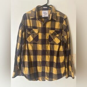 AE Flannel L Gorpcore Workwear Hipster Cabincore Fisherman Yellow Plaid